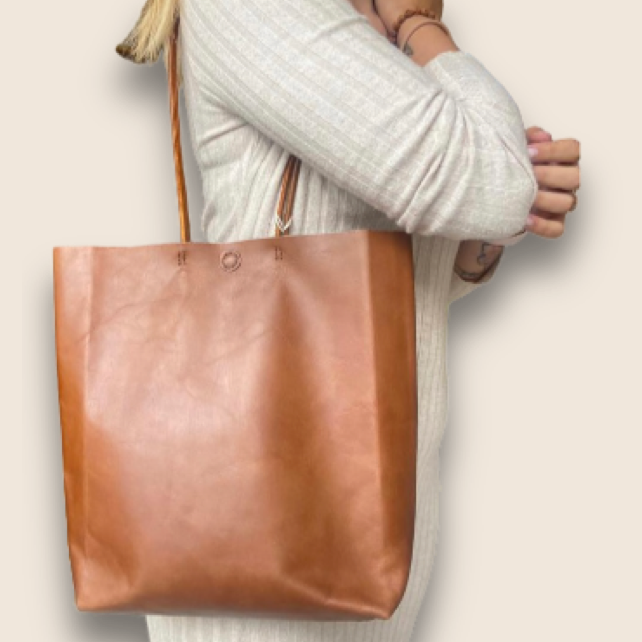 Leather Tote Bag By MouraCrafts